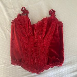 Red Velvet and lace corset size 38